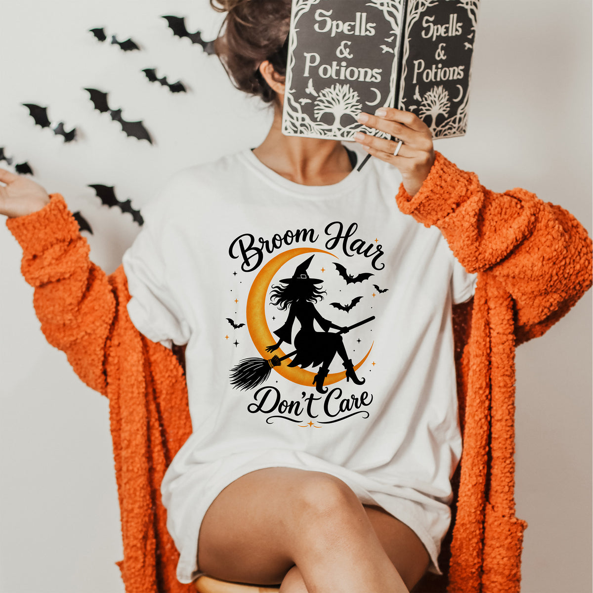 Broom Hair Don't Care Halloween Tee Shirt