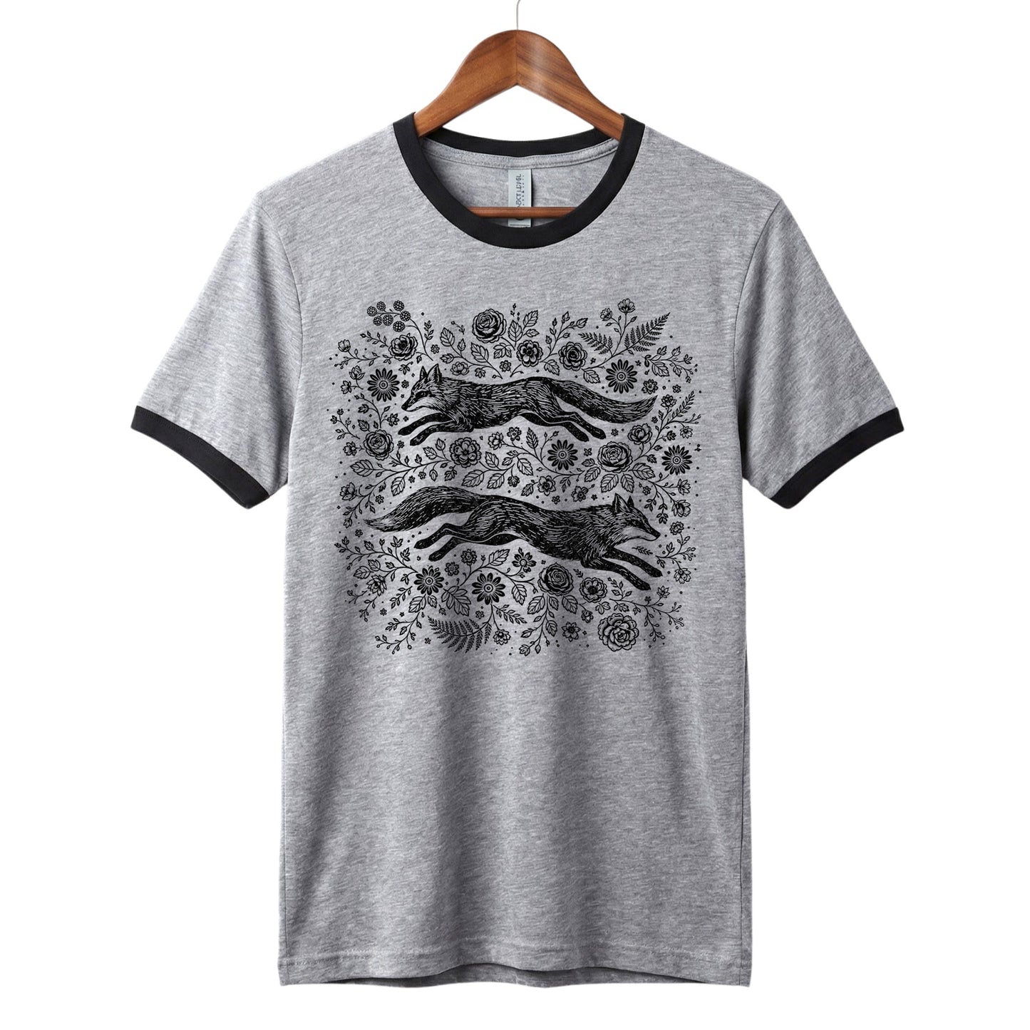 Floral Foxes Ringer Tee Shirt