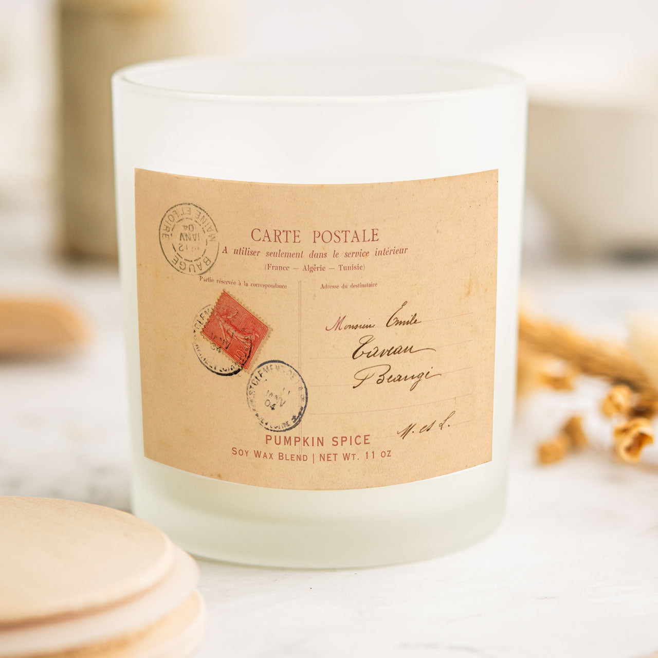 Hand Poured French Postcard Candle | Pumpkin Spice