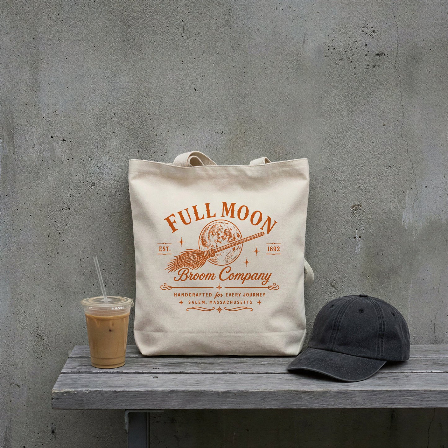Full Moon Broom Tote Bag