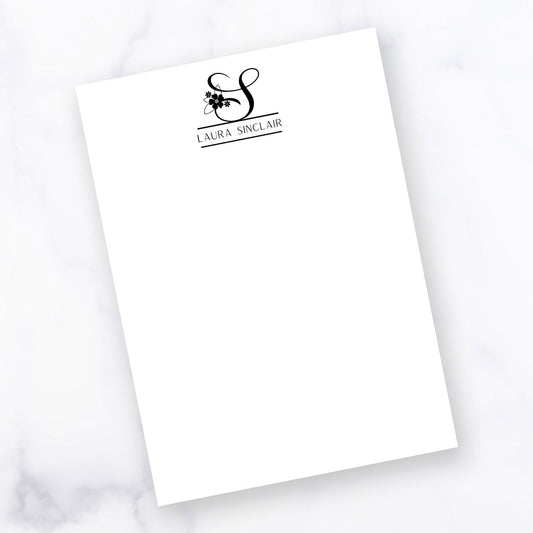 Personalized Floral Initial Notepad