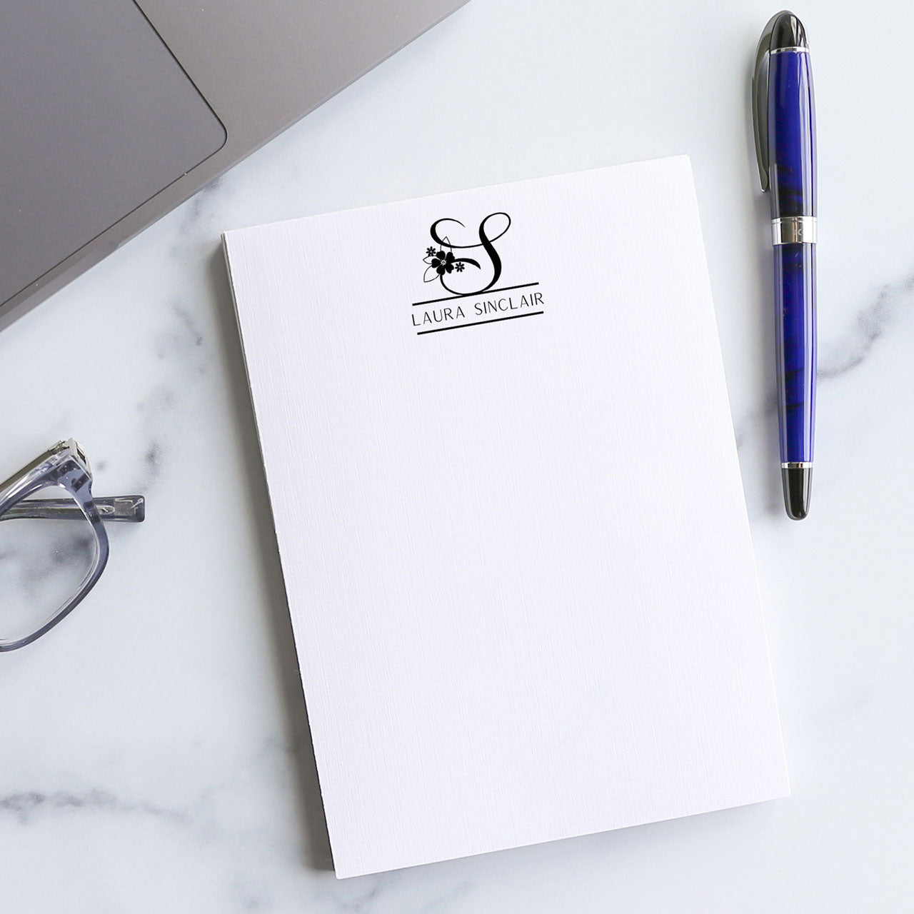 Personalized Floral Initial Notepad