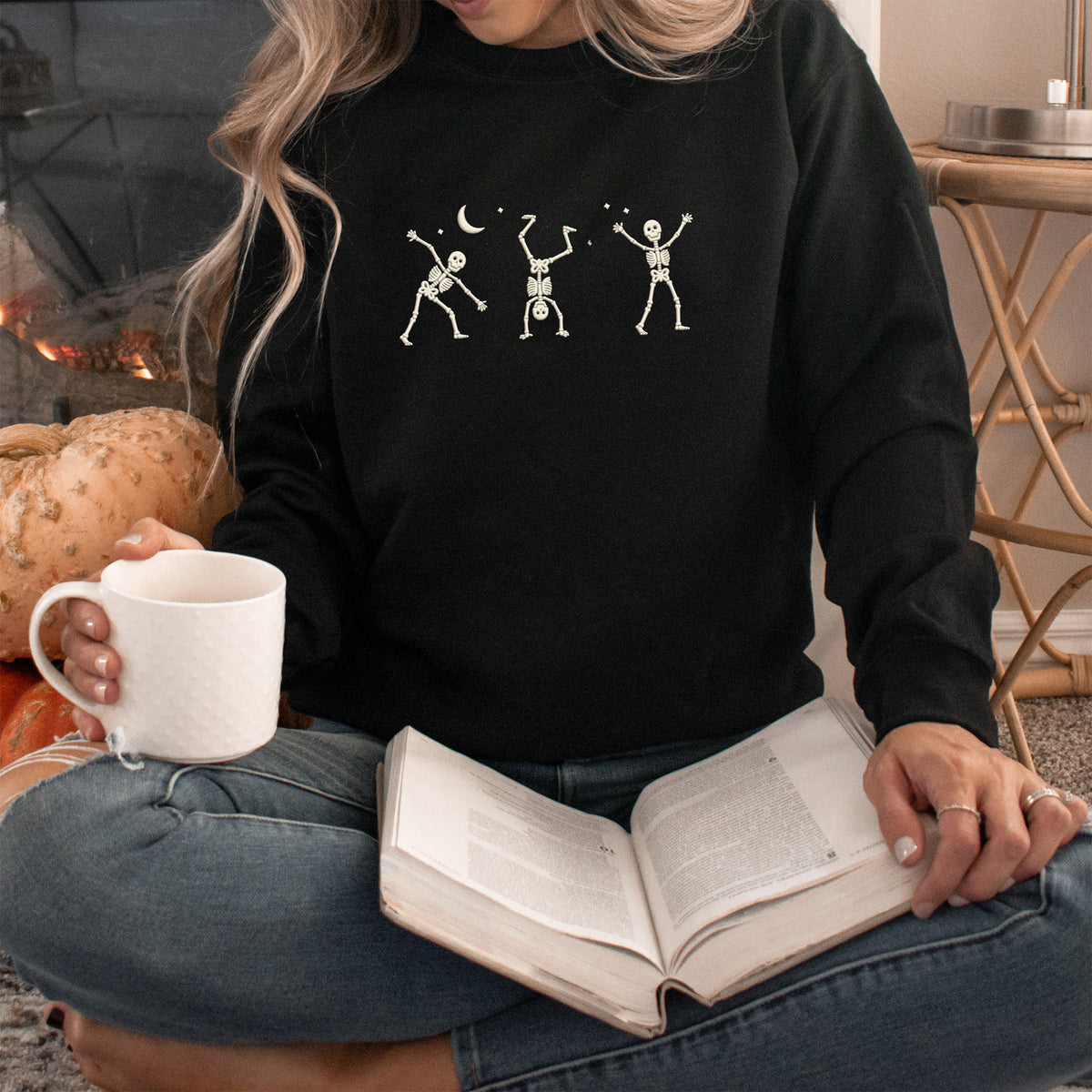 Cartwheeling Skeletons Crewneck Sweatshirt