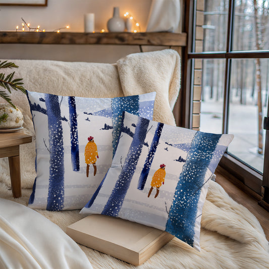 Snowy Forest Square Pillow