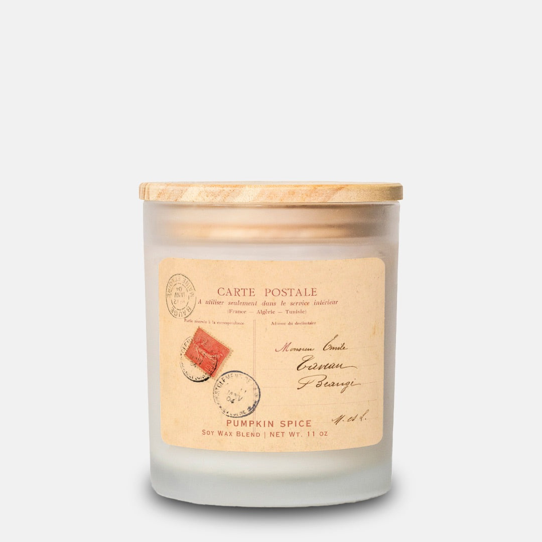 Hand Poured French Postcard Candle | Pumpkin Spice