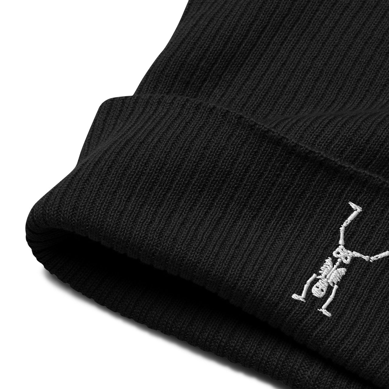 100% Organic Cotton Beanie | Embroidered Skeleton