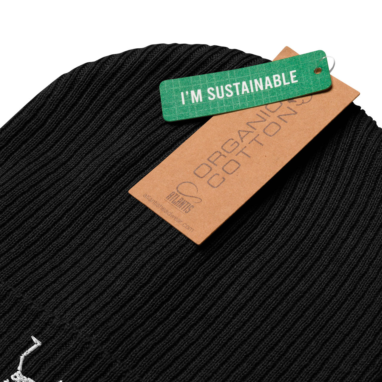 100% Organic Cotton Beanie | Embroidered Skeleton