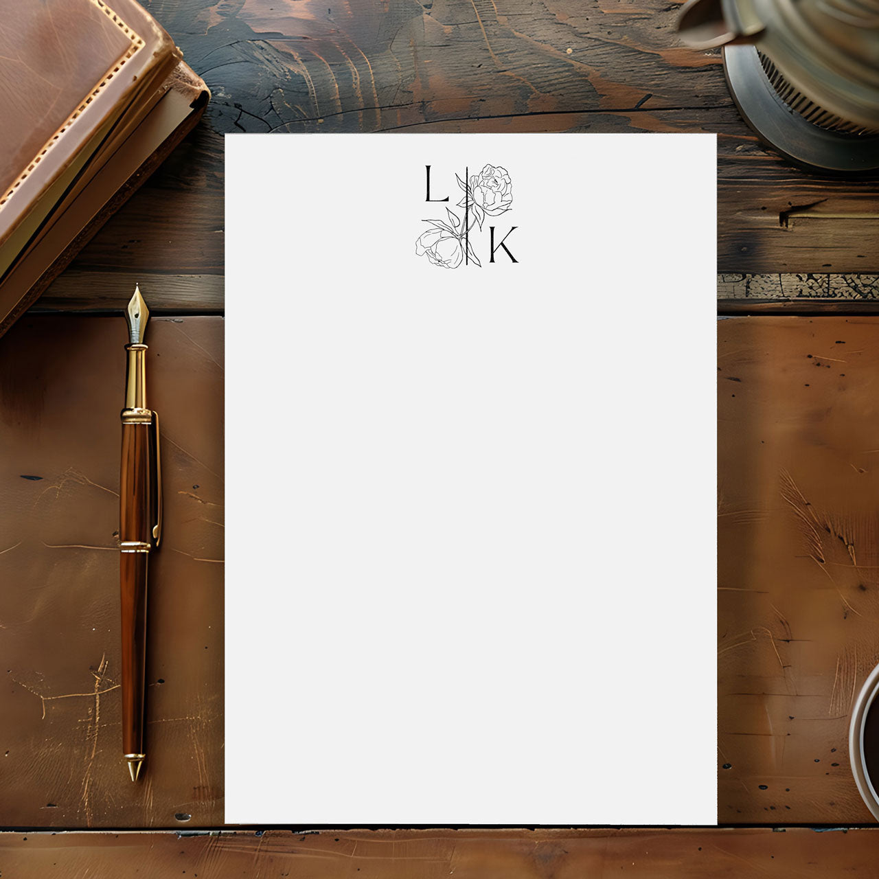 Bespoke Peony Monogrammed Notepad