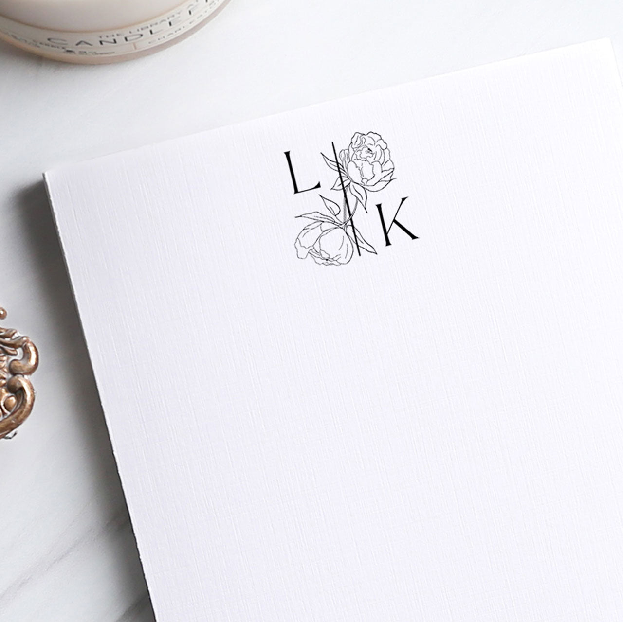 Bespoke Peony Monogrammed Notepad
