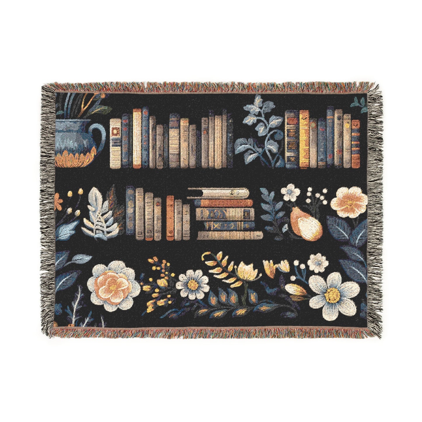 Woven Cotton Blanket for Book Lovers