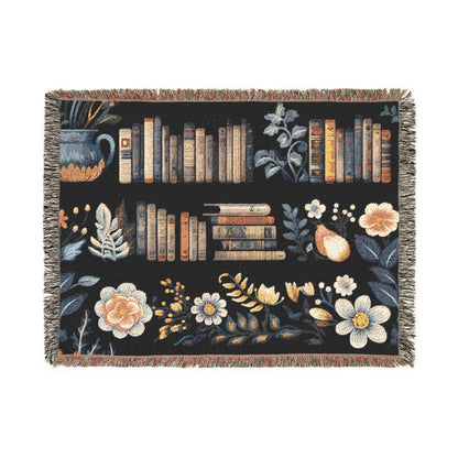Woven Cotton Blanket for Book Lovers