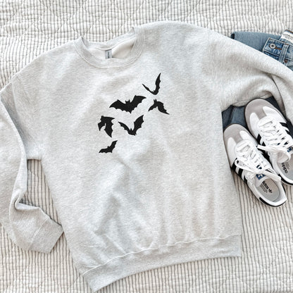 Embroidered Crewneck Sweatshirt | Halloween Bats