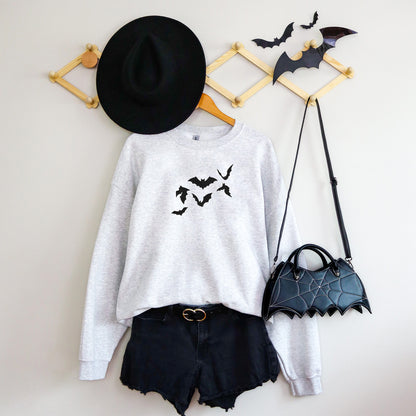 Embroidered Crewneck Sweatshirt | Halloween Bats