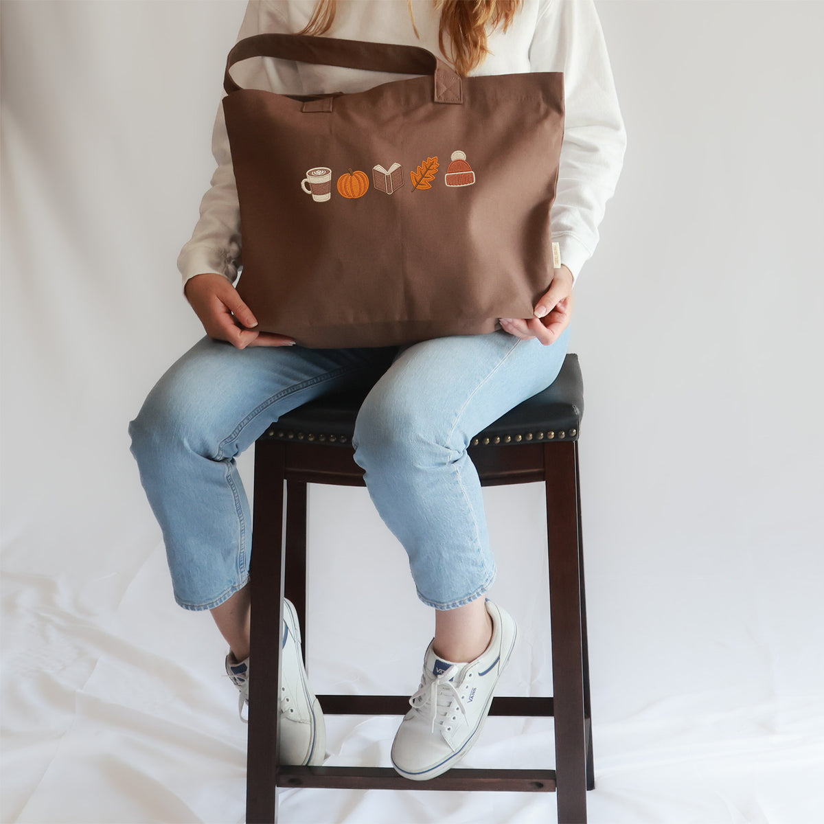 Cozy Autumn Embroidered Tote