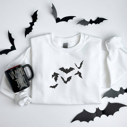 Embroidered Crewneck Sweatshirt | Halloween Bats