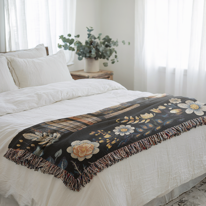 Woven Cotton Blanket for Book Lovers