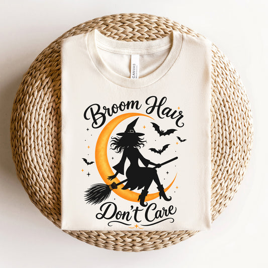 Broom Hair Don't Care Halloween Tee Shirt