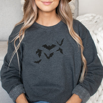 Embroidered Crewneck Sweatshirt | Halloween Bats