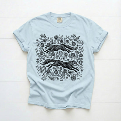 Floral Foxes Comfort Colors Tee Shirt