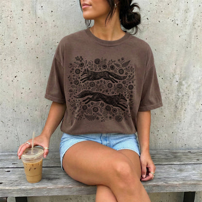Floral Foxes Comfort Colors Tee Shirt