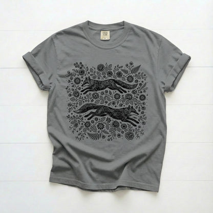 Floral Foxes Comfort Colors Tee Shirt
