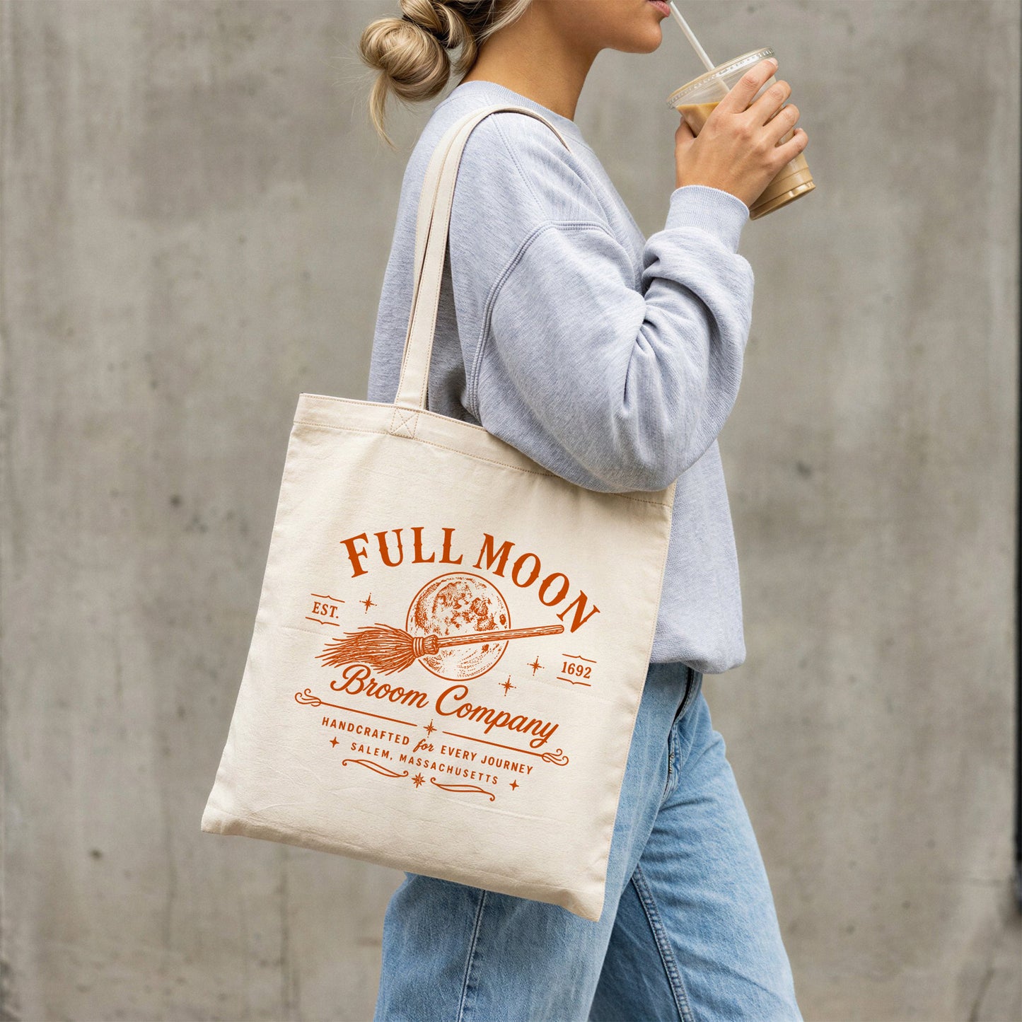 Full Moon Broom Tote Bag