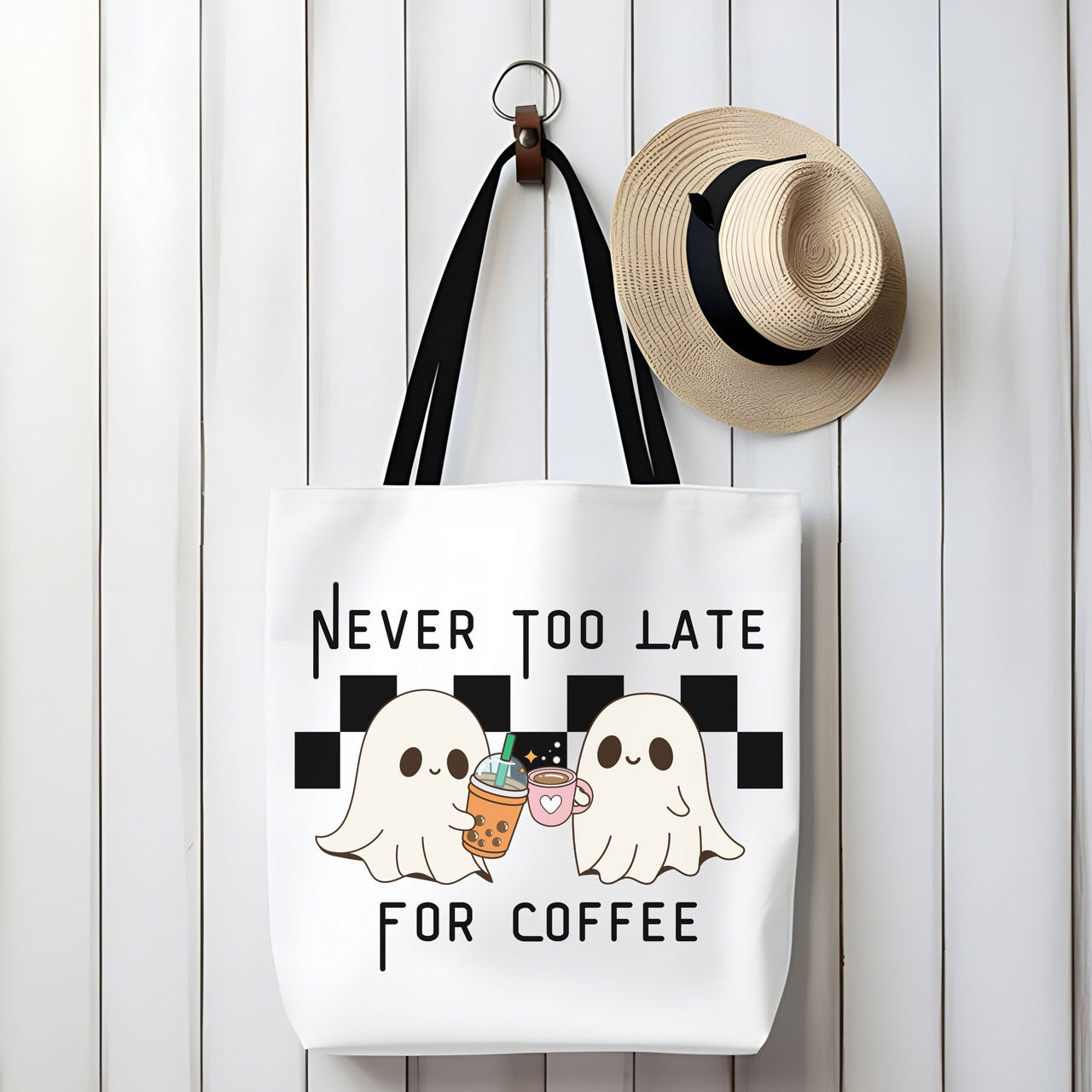 Never Too Late for Coffee Tote Bag