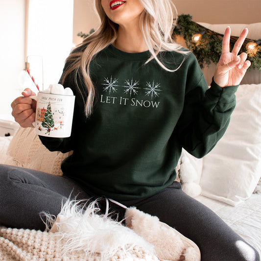 Let It Snow Embroidered Crewneck Sweatshirt