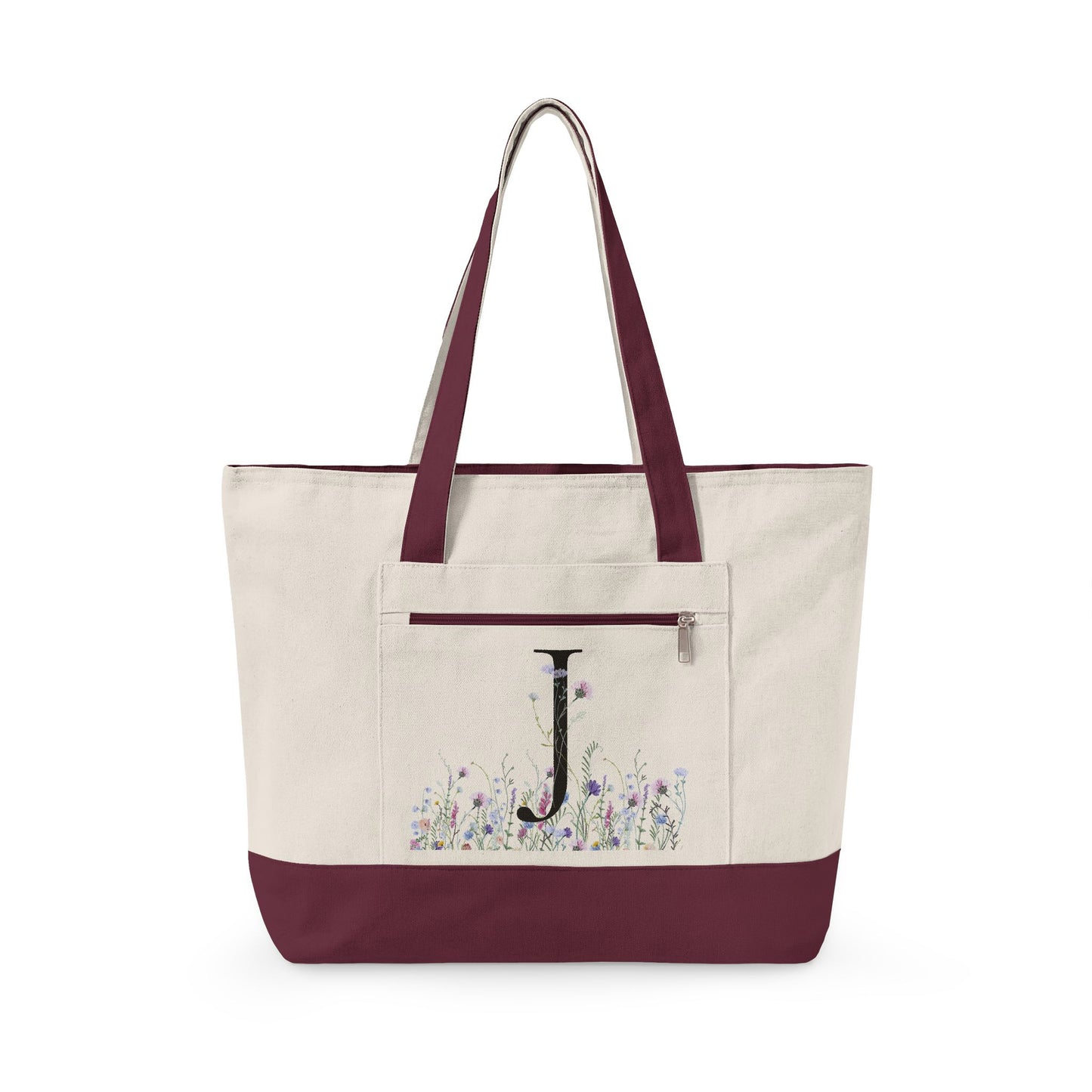Monogrammed Zippered Canvas Tote