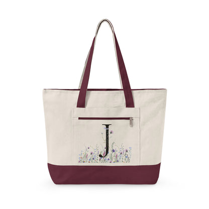 Monogrammed Zippered Canvas Tote