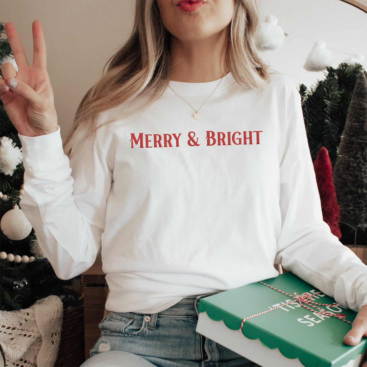 Merry & Bright Embroidered Crewneck Sweatshirt