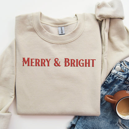 Merry & Bright Embroidered Crewneck Sweatshirt
