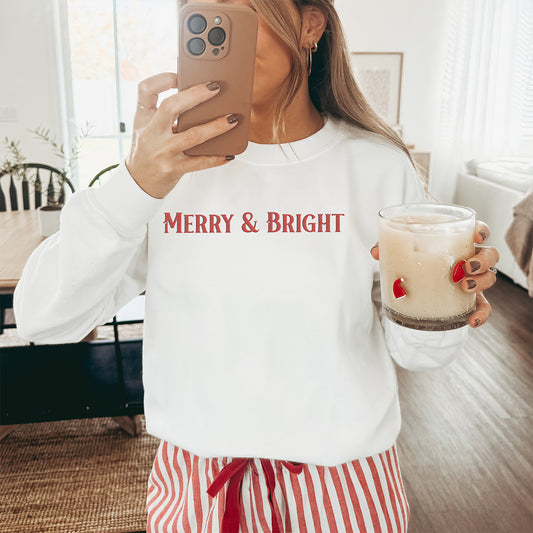 Merry & Bright Embroidered Crewneck Sweatshirt