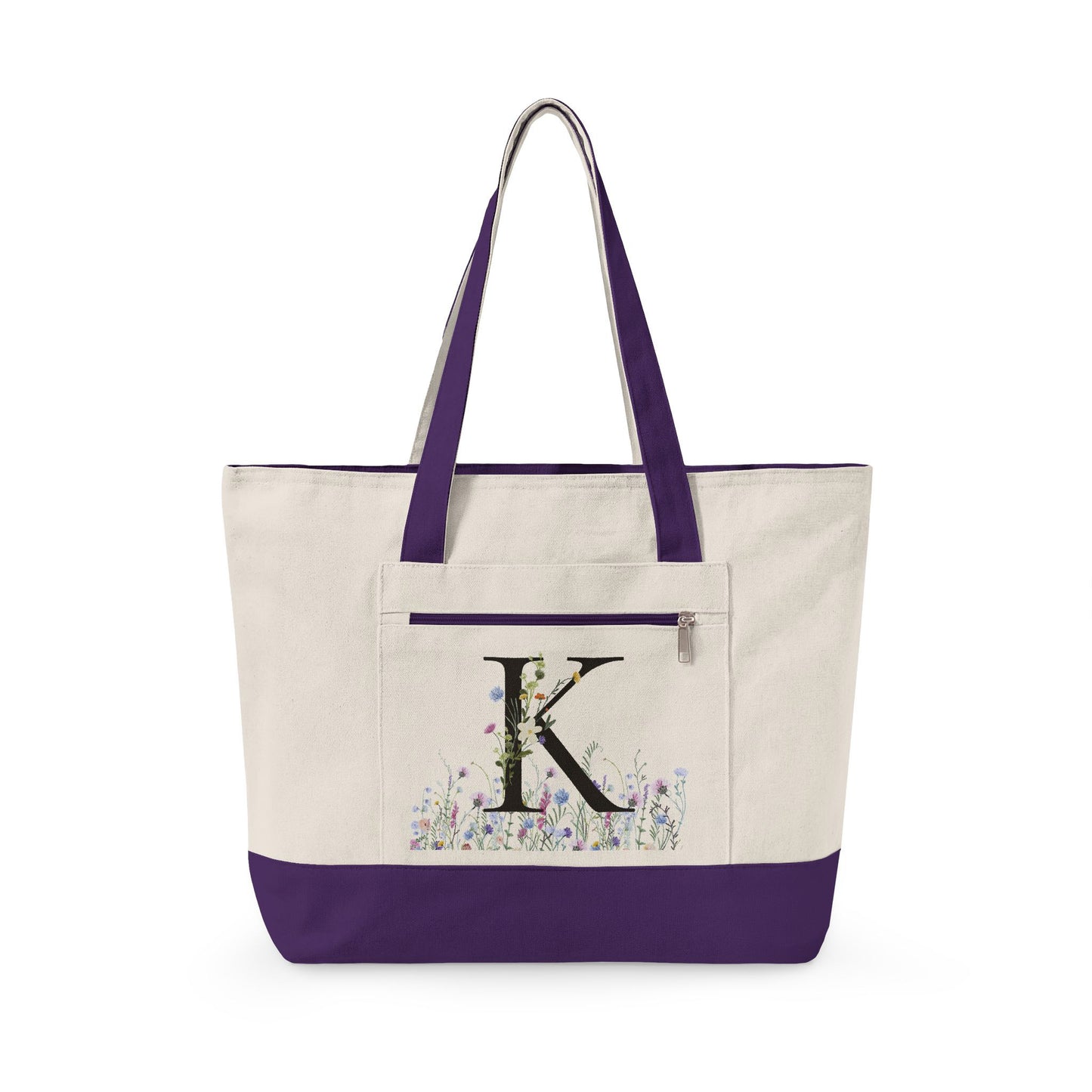 Monogrammed Zippered Canvas Tote