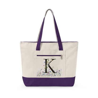 Monogrammed Zippered Canvas Tote