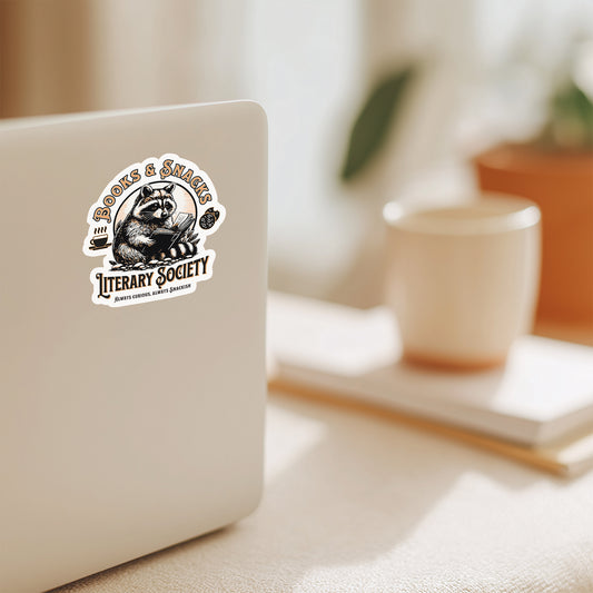 Reading Raccoon Vinyl Decal Sticker