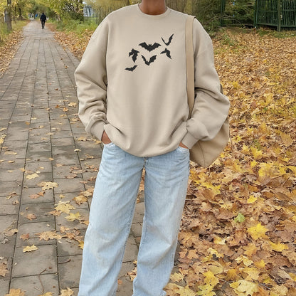 Embroidered Crewneck Sweatshirt | Halloween Bats