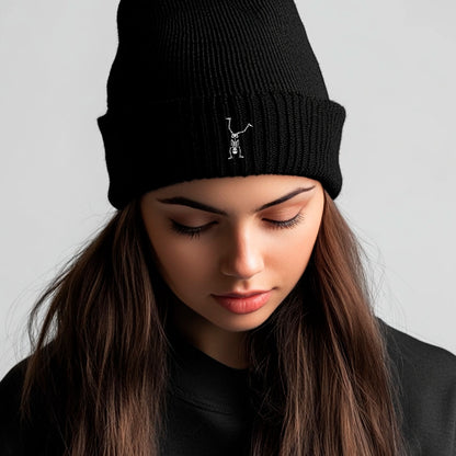 100% Organic Cotton Beanie | Embroidered Skeleton