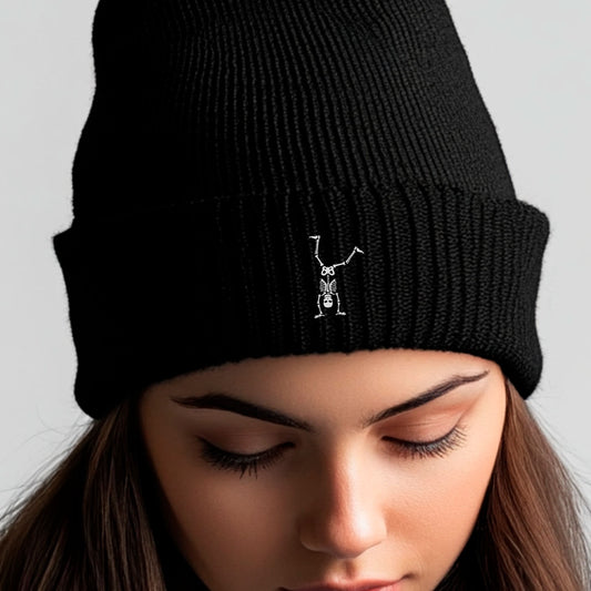 100% Organic Cotton Beanie | Embroidered Skeleton