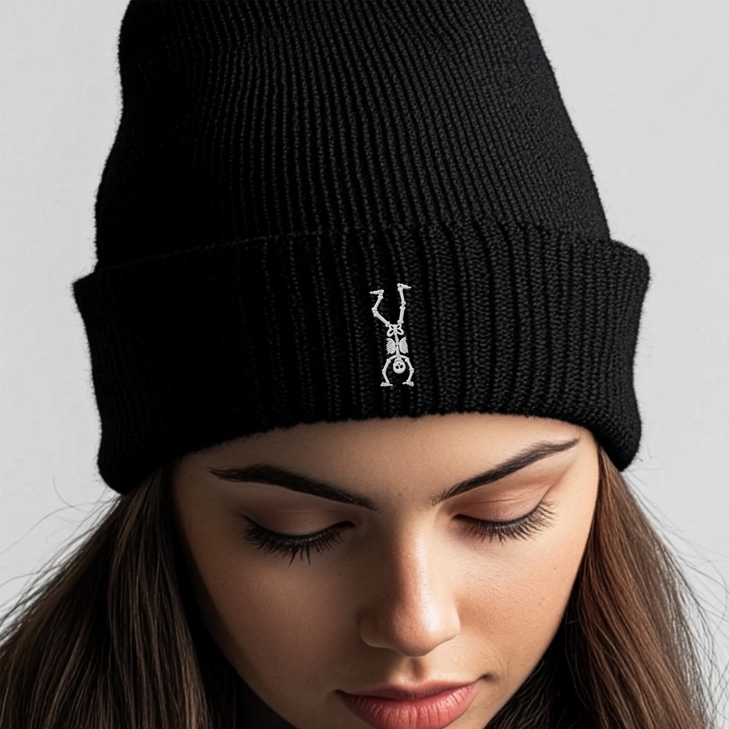Embroidered Beanie | Cartwheeling Skeleton
