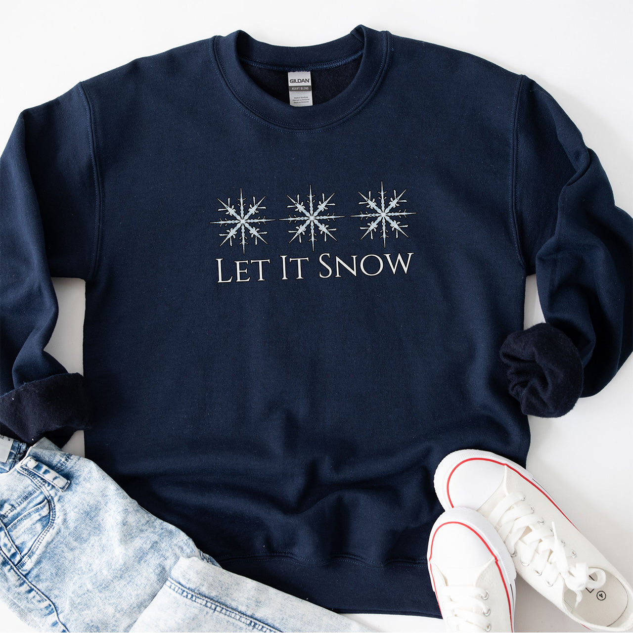 Let It Snow Embroidered Crewneck Sweatshirt