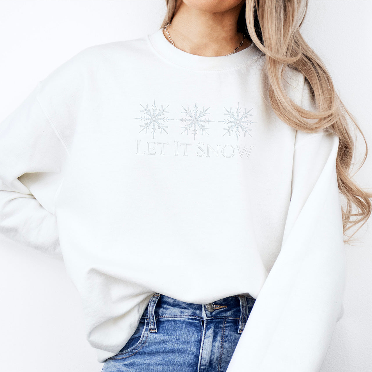 Let It Snow Embroidered Crewneck Sweatshirt