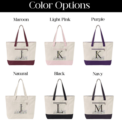 Monogrammed Zippered Canvas Tote