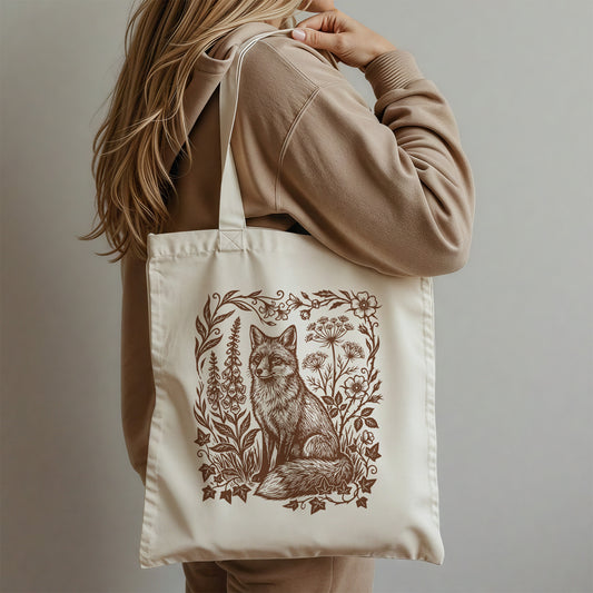 Wildflower Fox Canvas Tote Bag