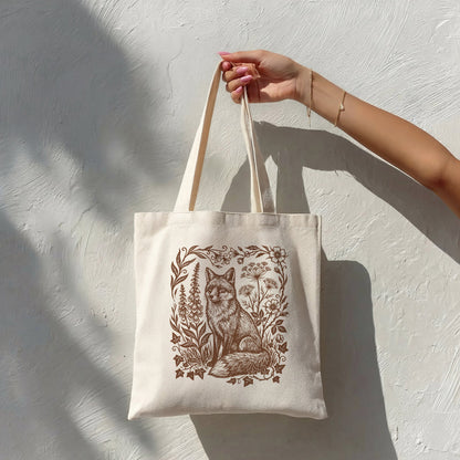 Wildflower Fox Canvas Tote Bag