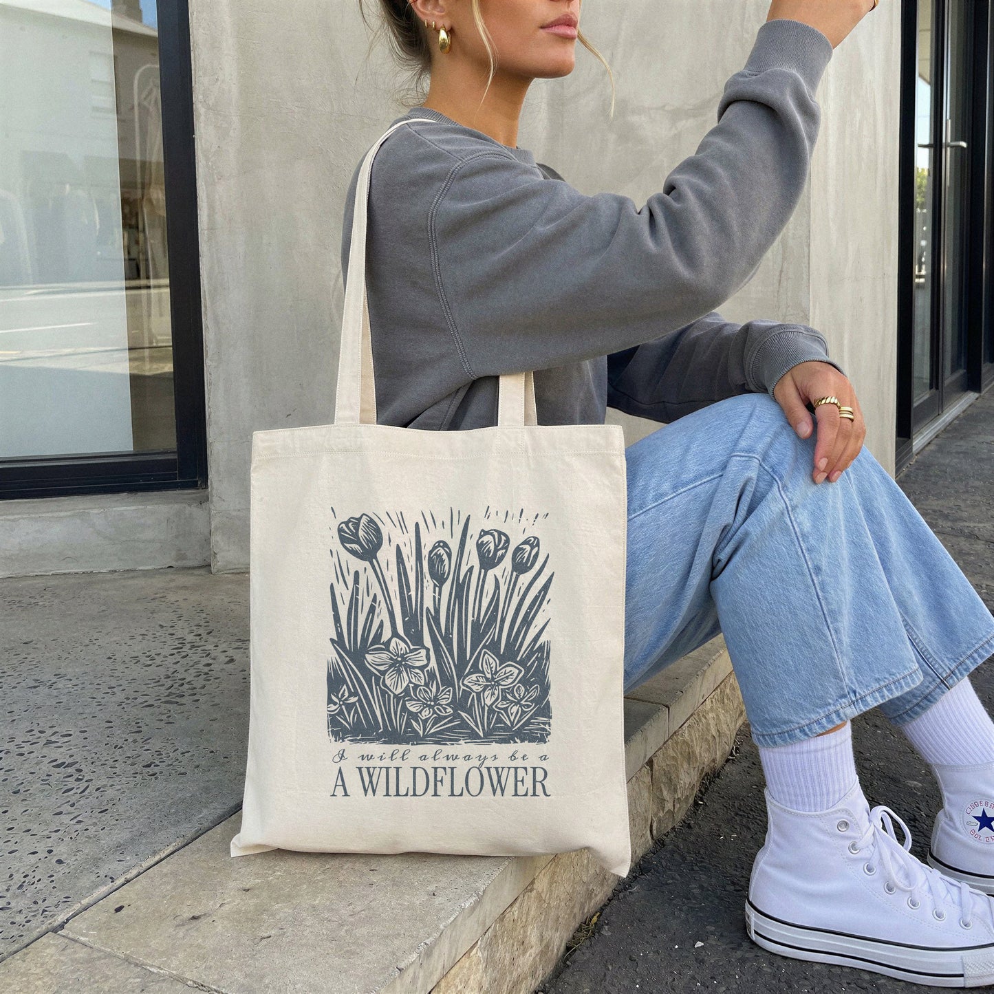 Wildflower Canvas Tote Bag