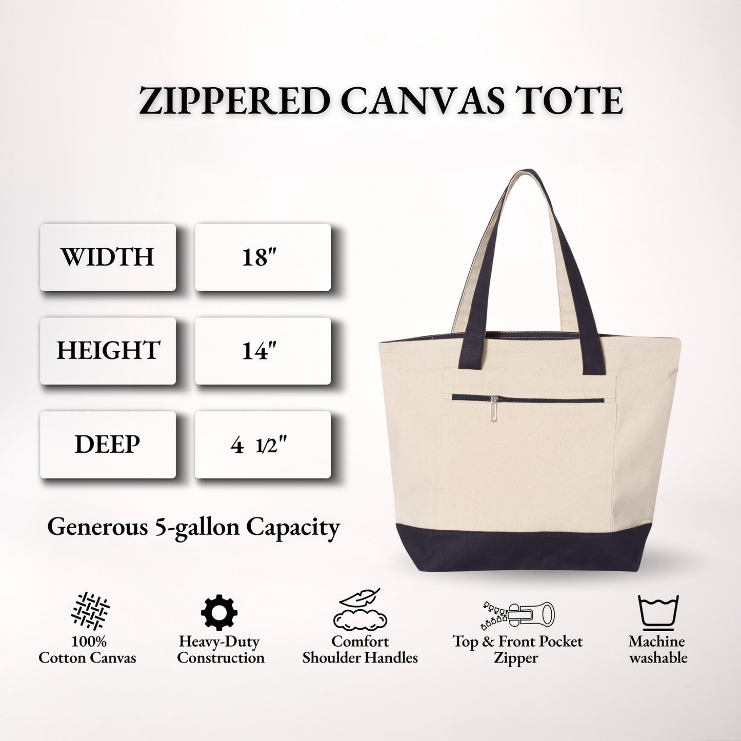 Monogrammed Zippered Canvas Tote