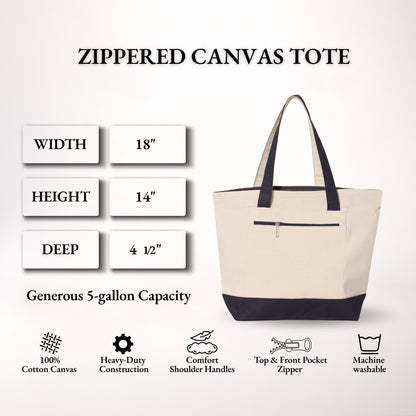 Monogrammed Zippered Canvas Tote