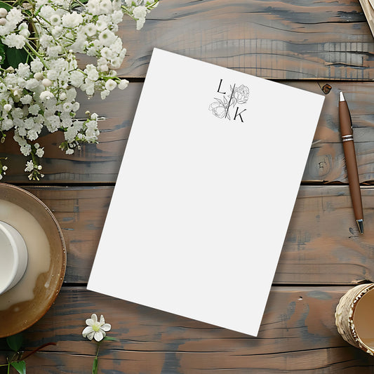 Bespoke Peony Monogrammed Notepad