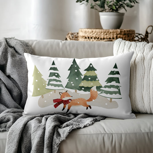 Snowy Fox Lumbar Pillow | 20 x 16